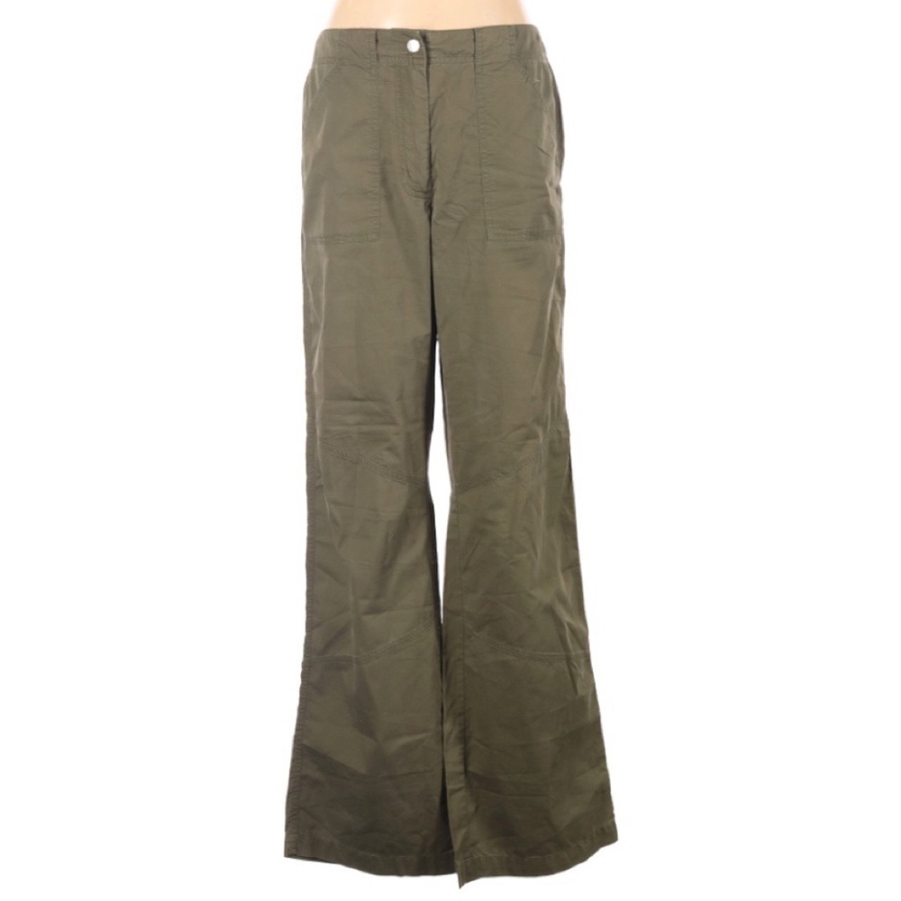 Chico’s olive green flare‎ leg pants sz 1 (US M/8)